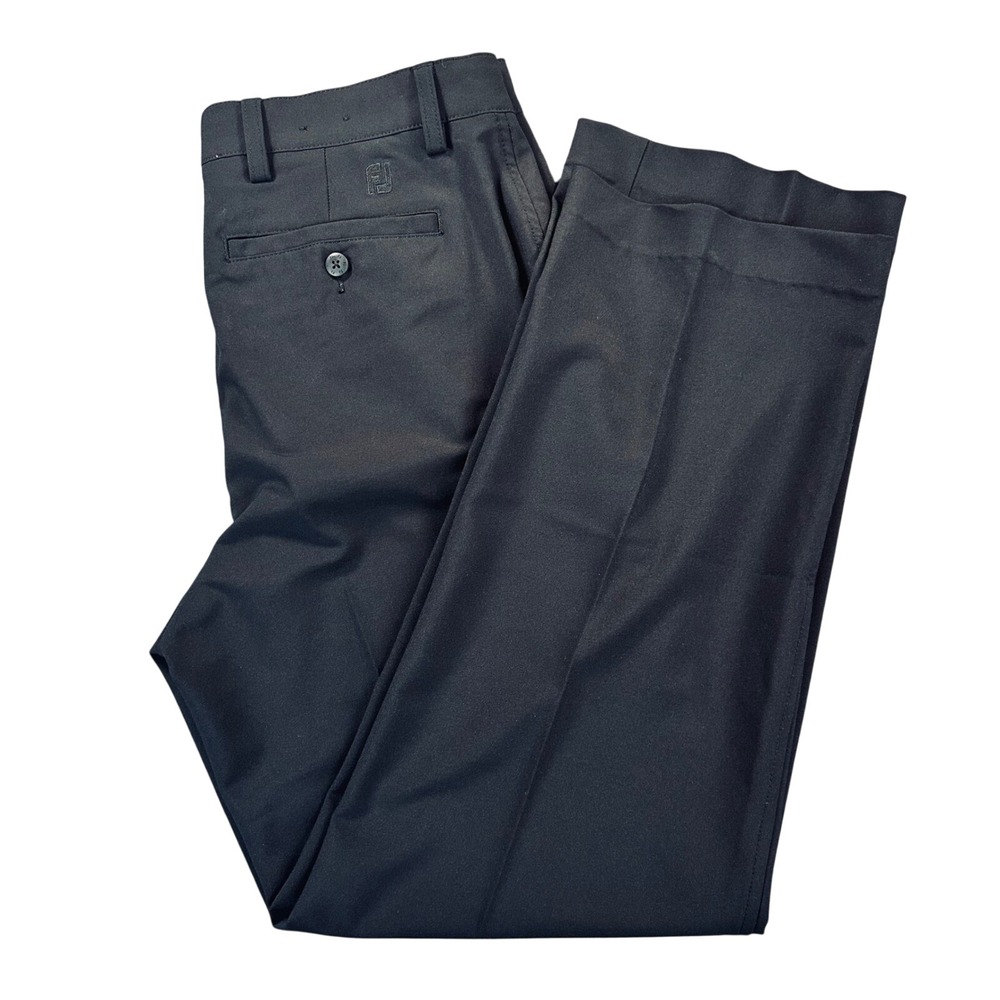 FootJoy FJ Men's 33x32 Performance Golf Pants Black Stretch Flat Front Everyday‎